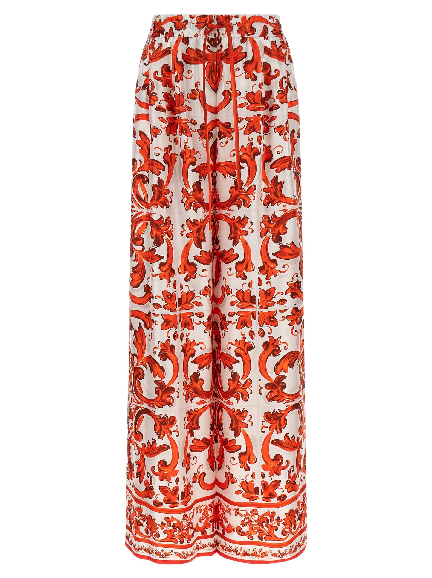 Orange Silk Flared Pants