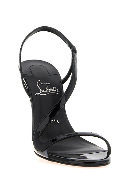 Black Calfskin Stiletto Heel Sandals