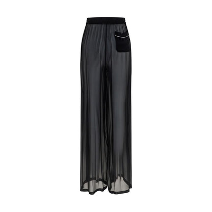 Black Silk Casual Pants