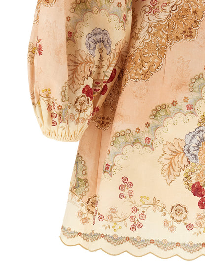 Multicolor Linen Short Dress