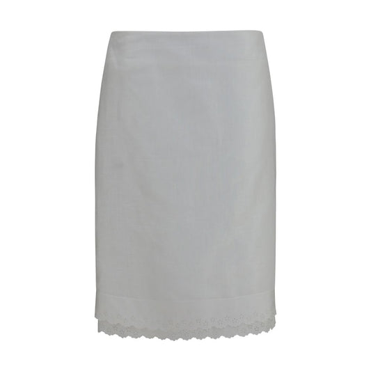 White Cotton Midi Skirt