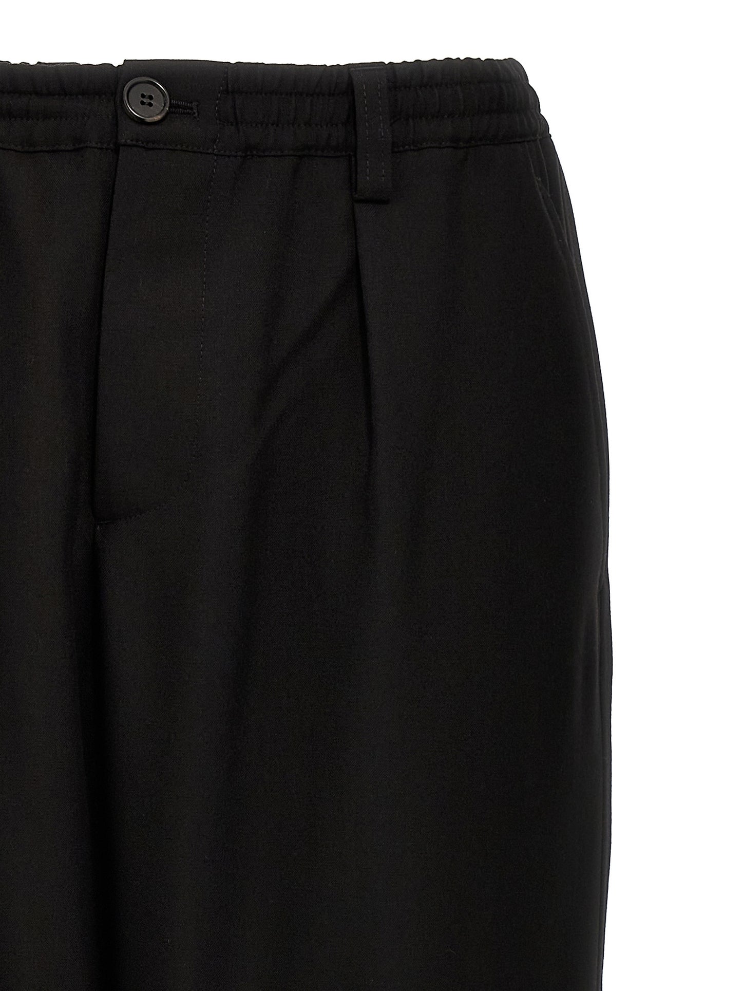 Black Virgin Wool Cropped Pants