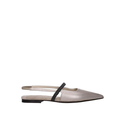 Beige Leather Mules