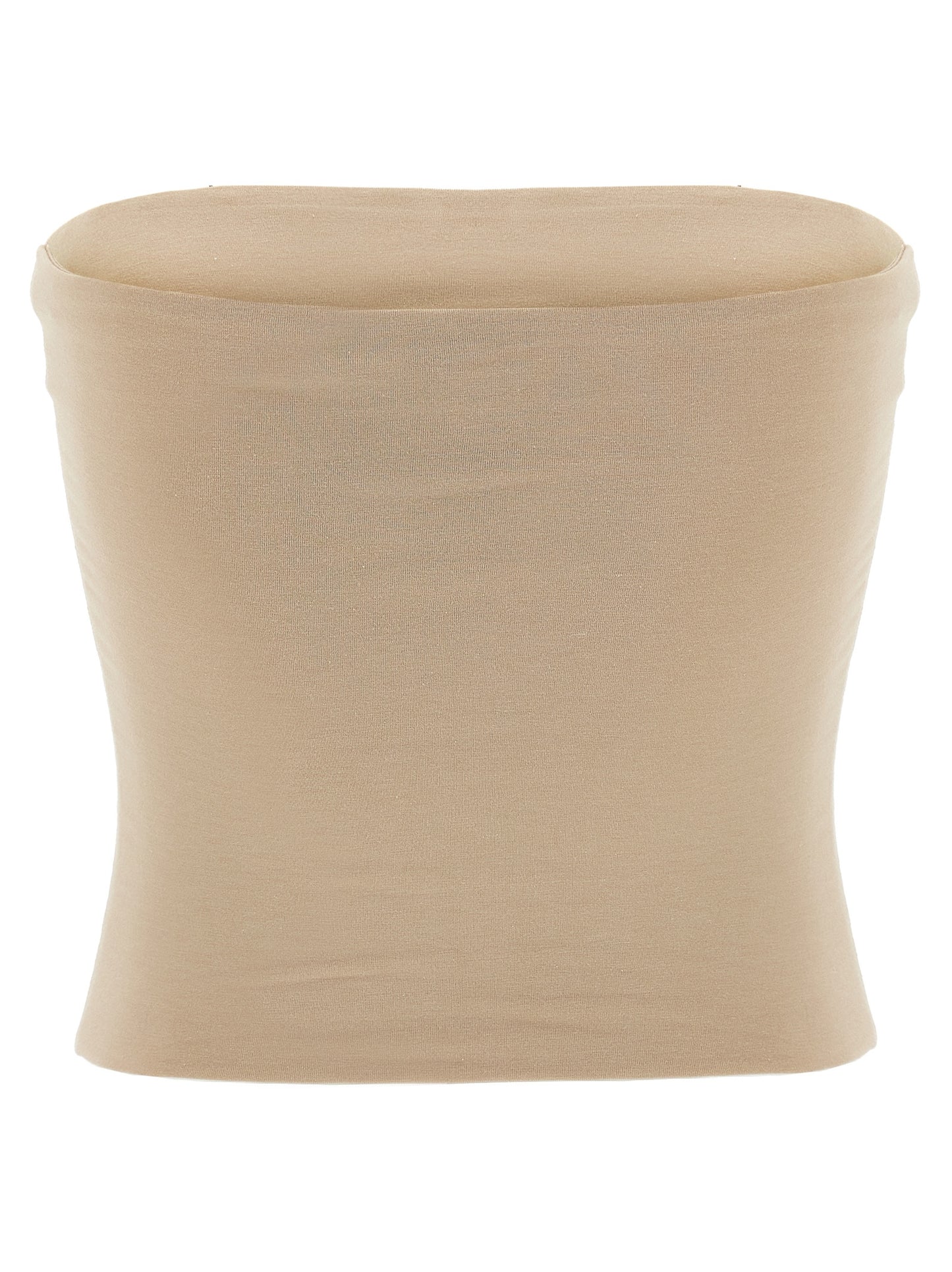 Beige Cotton Sleeveles T-Shirt