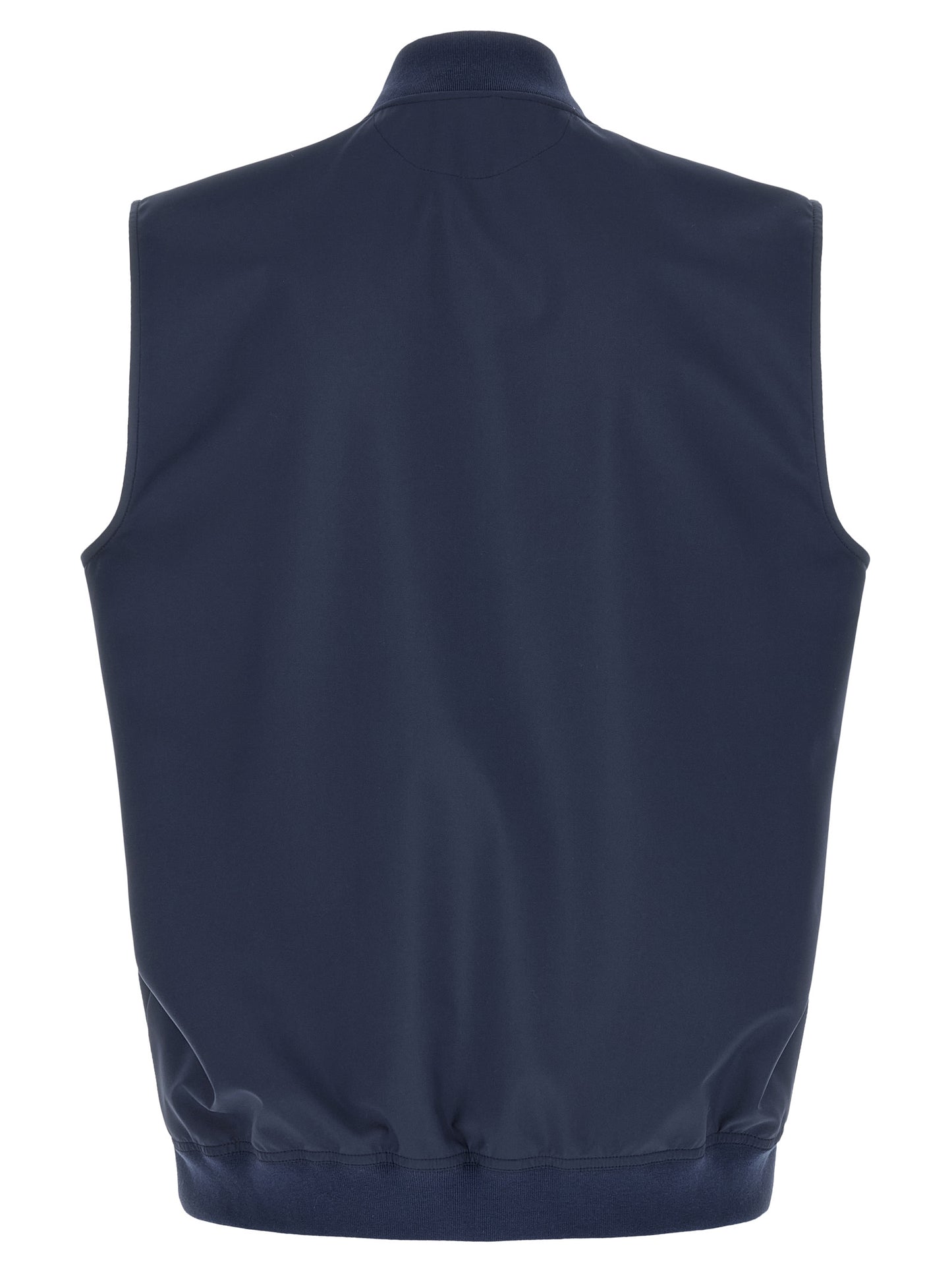 Blue Polyester Sleeveless Jacket