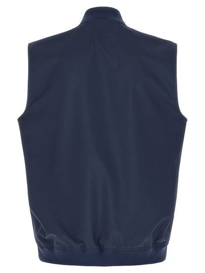 Blue Polyester Sleeveless Jacket