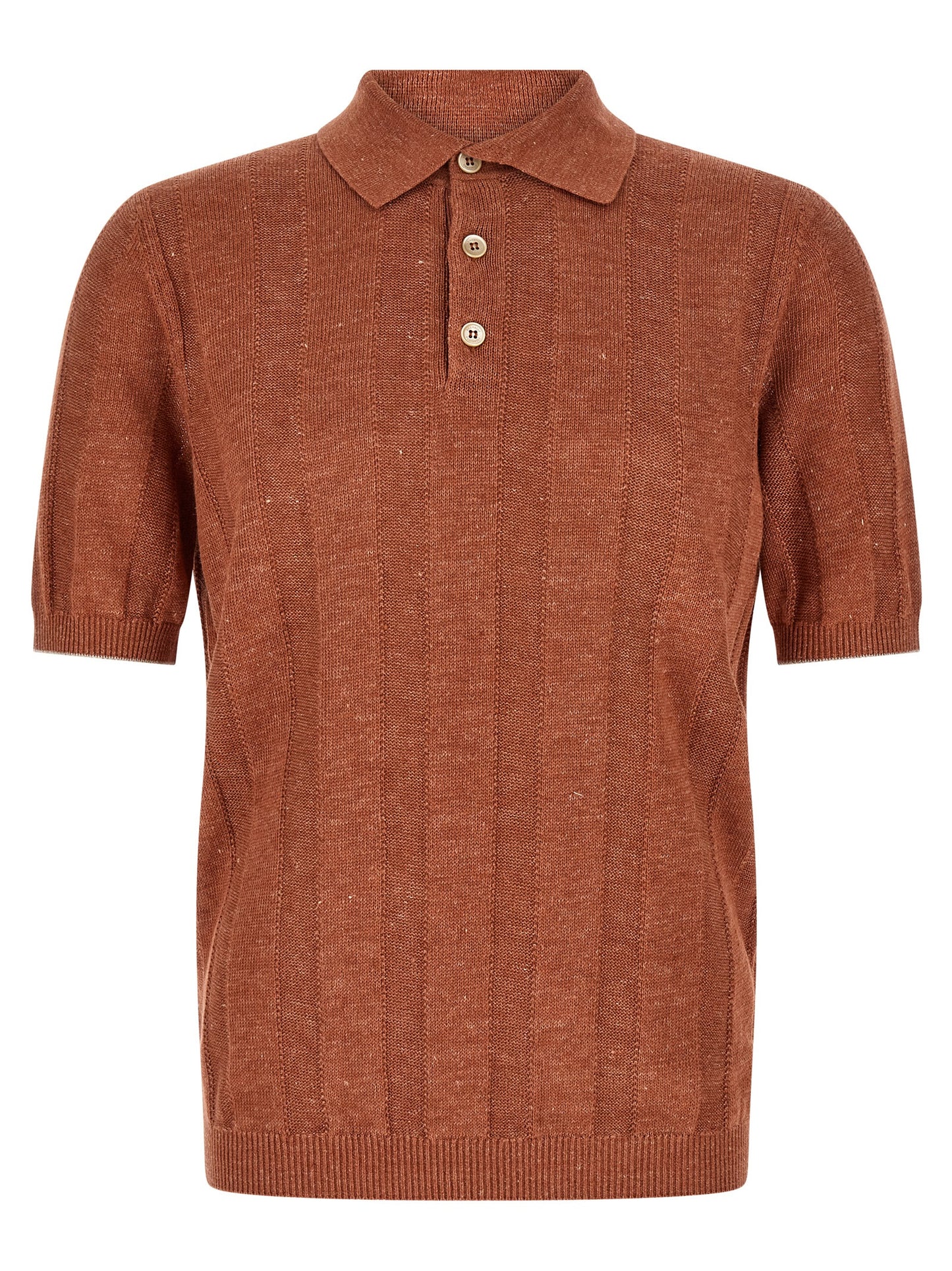 Orange Linen Polo Shirt