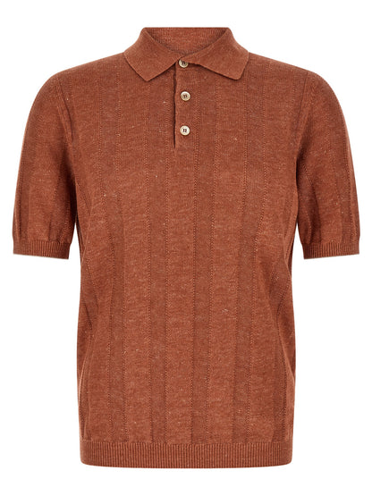Orange Linen Polo Shirt