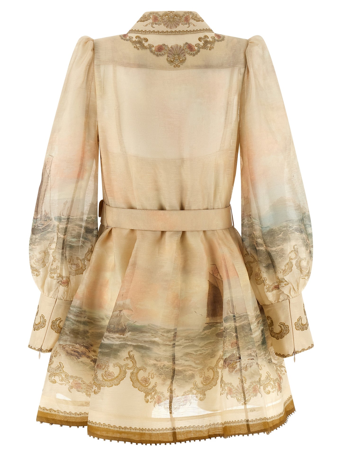 Beige Linen Short Dress