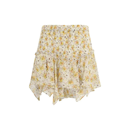 Beige Viscose Mini Skirt