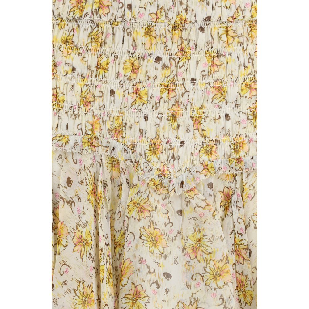 Beige Viscose Mini Skirt