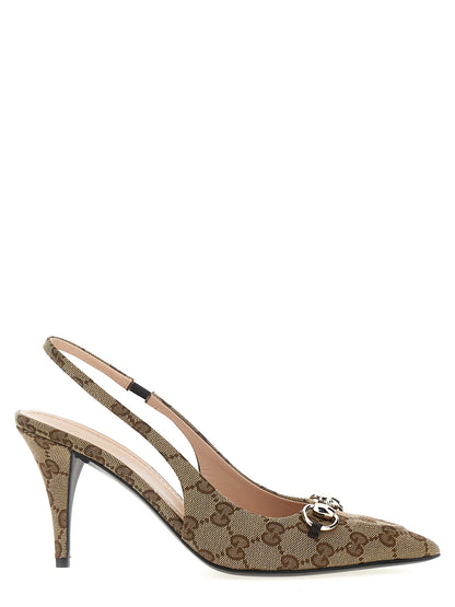 Beige Polyester High Heel Pumps