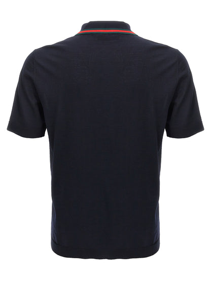 Blue Wool Polo Shirt