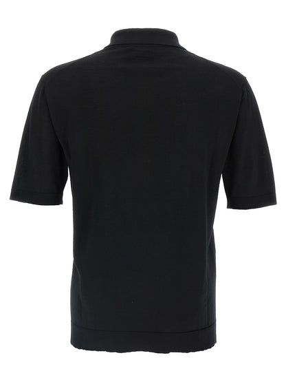 Black Wool Polo Shirt