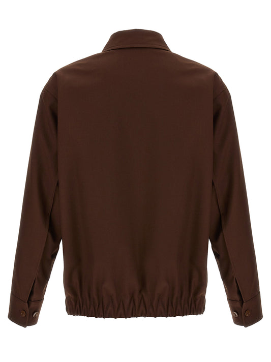 Brown Wool Full-Length Jacket