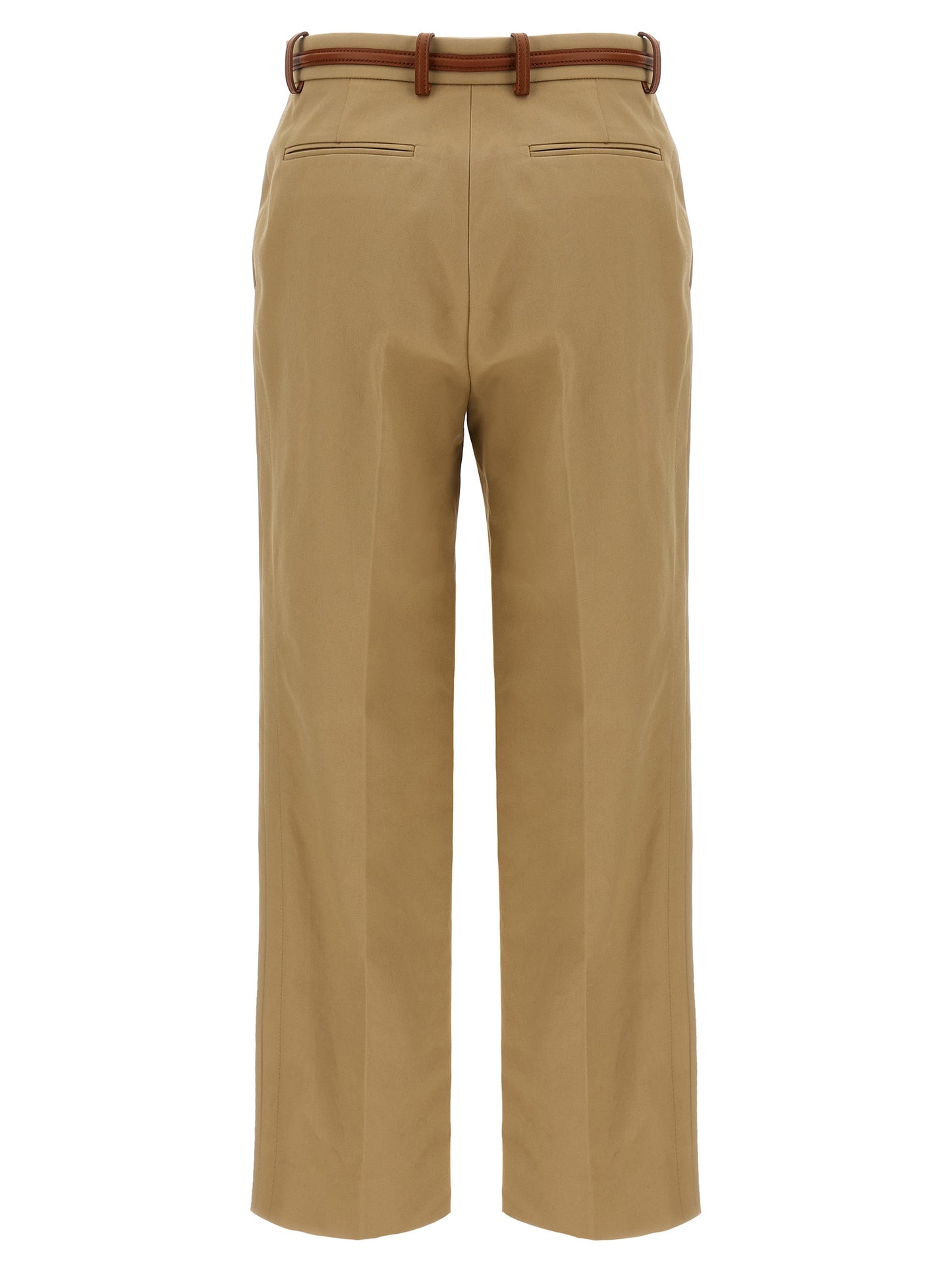 Beige Cotton Casual Pants