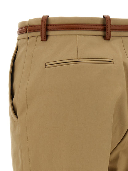 Beige Cotton Casual Pants