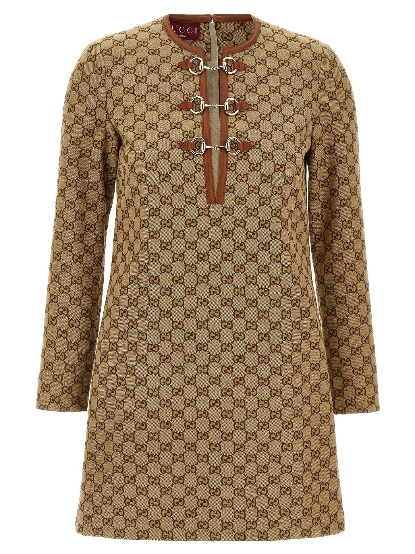 Beige Cotton Short Dress