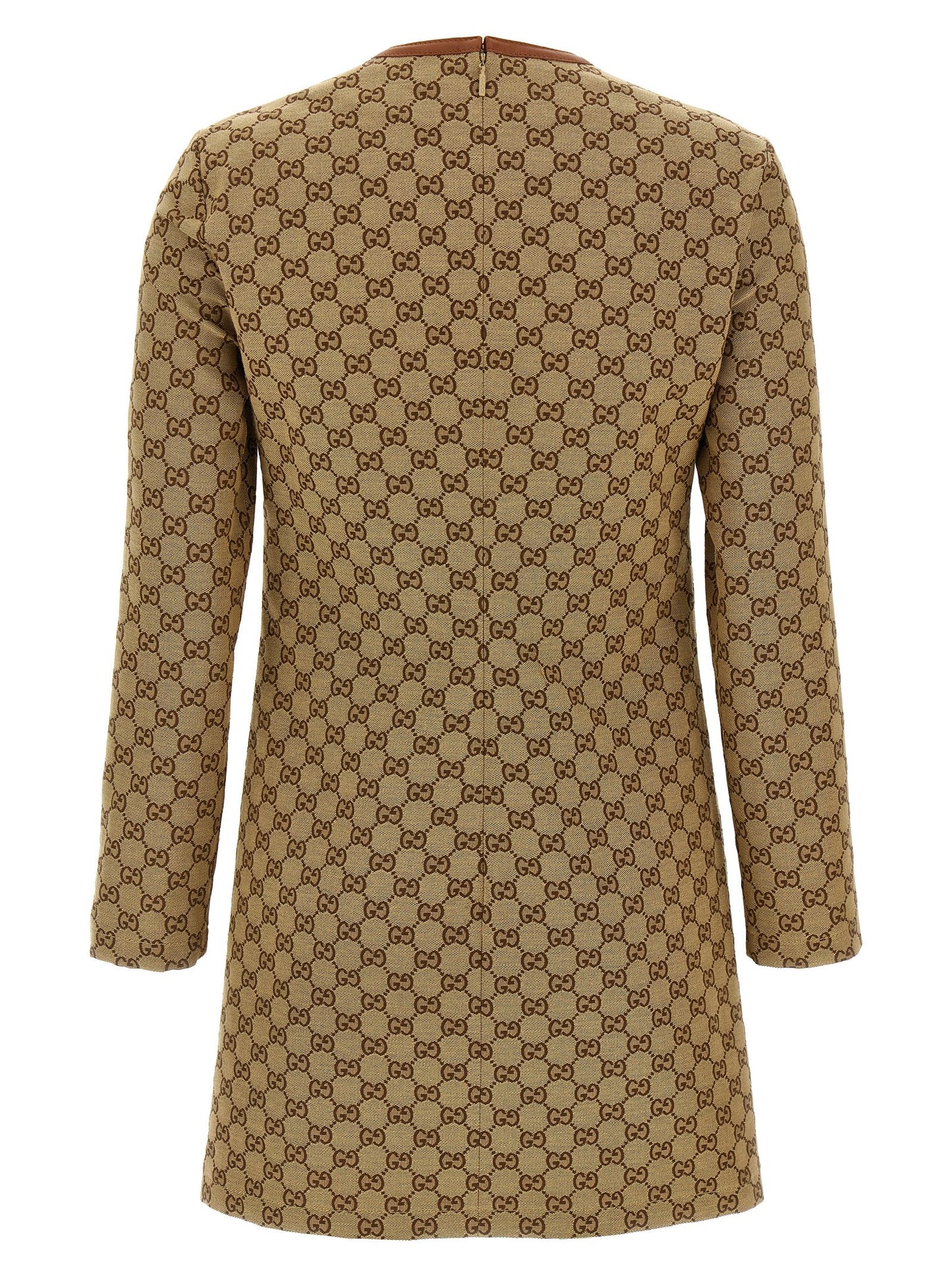 Beige Cotton Short Dress