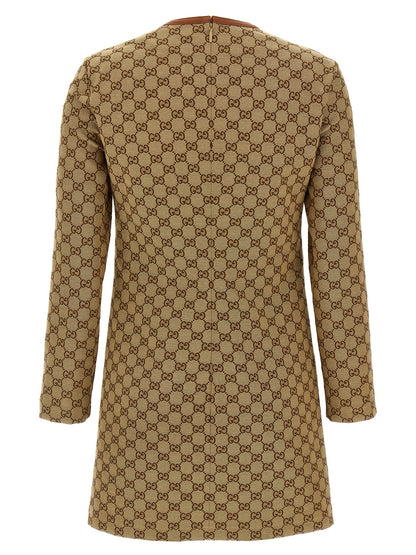 Beige Cotton Short Dress