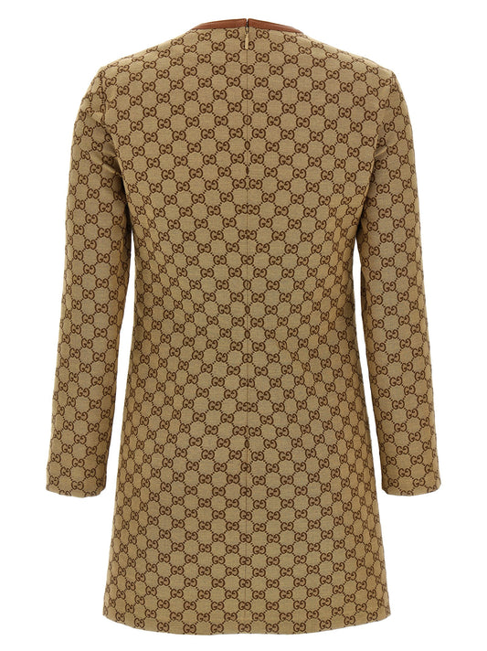 Beige Cotton Short Dress