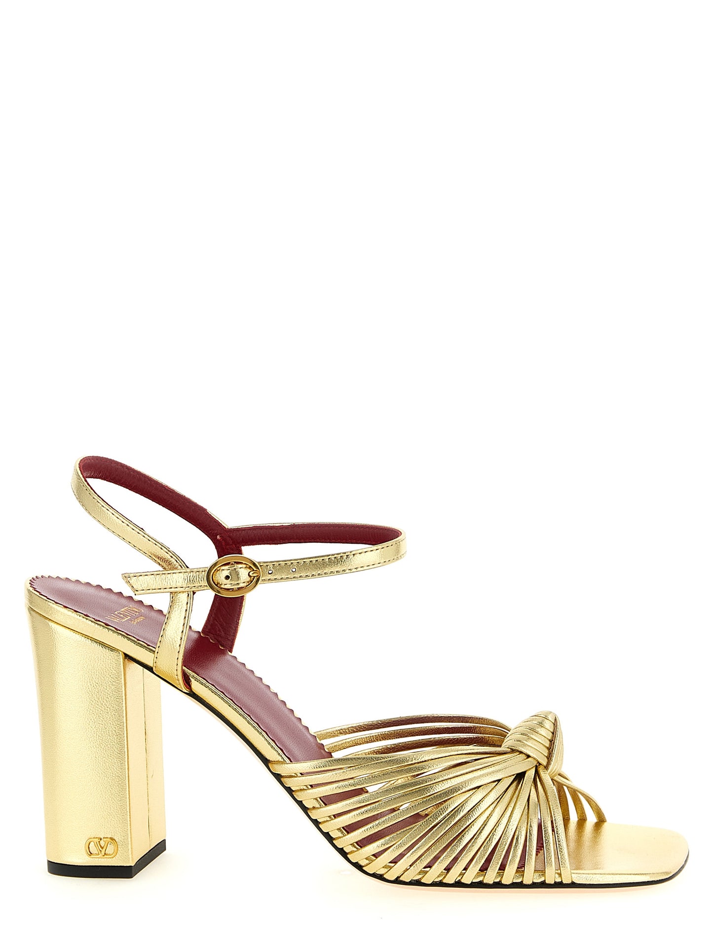 Gold Goatskin Stiletto Heel Sandals