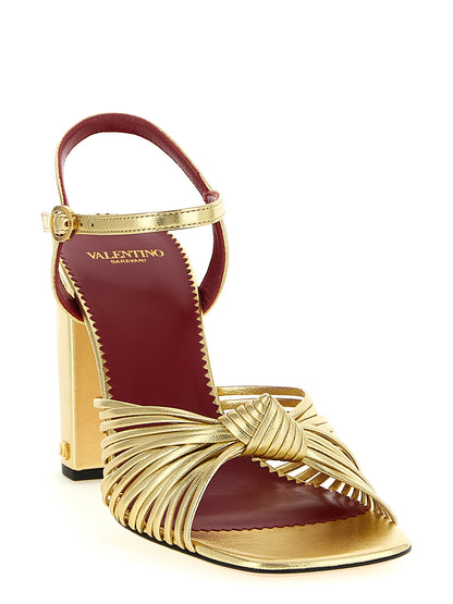 Gold Goatskin Stiletto Heel Sandals