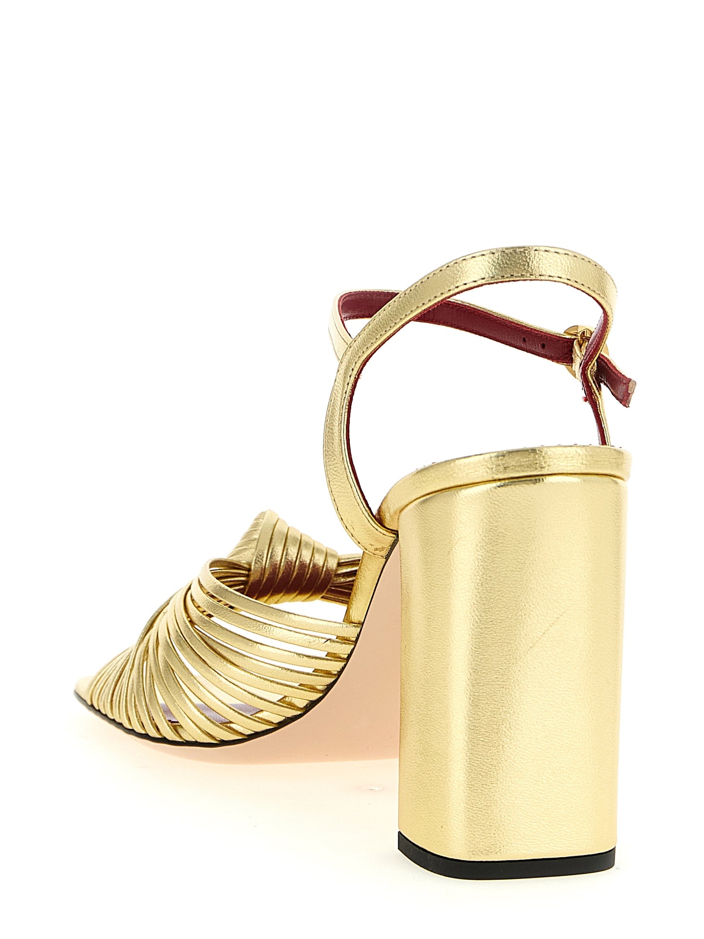 Gold Goatskin Stiletto Heel Sandals