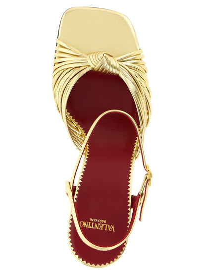 Gold Goatskin Stiletto Heel Sandals