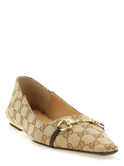 Beige Polyester Ballet Flats