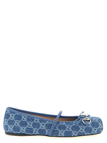 Blue Cotton Ballet Flats