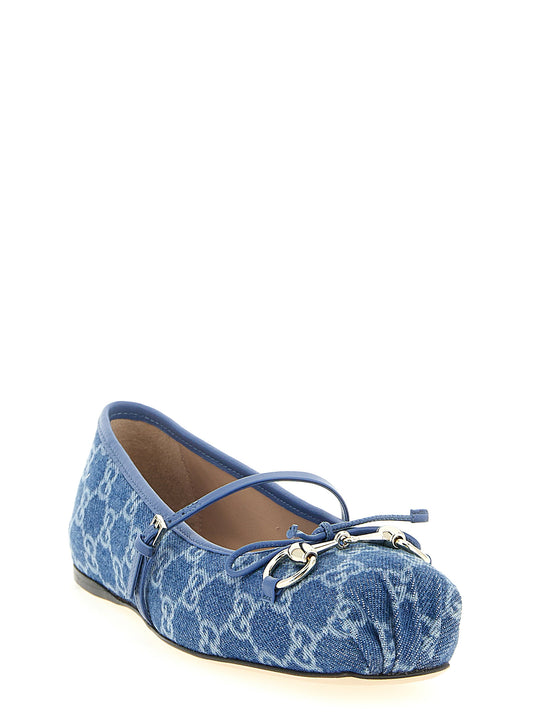 Blue Cotton Ballet Flats