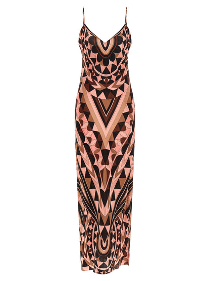 Multicolor Silk Long Dress
