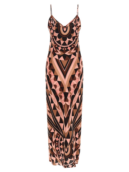 Multicolor Silk Long Dress