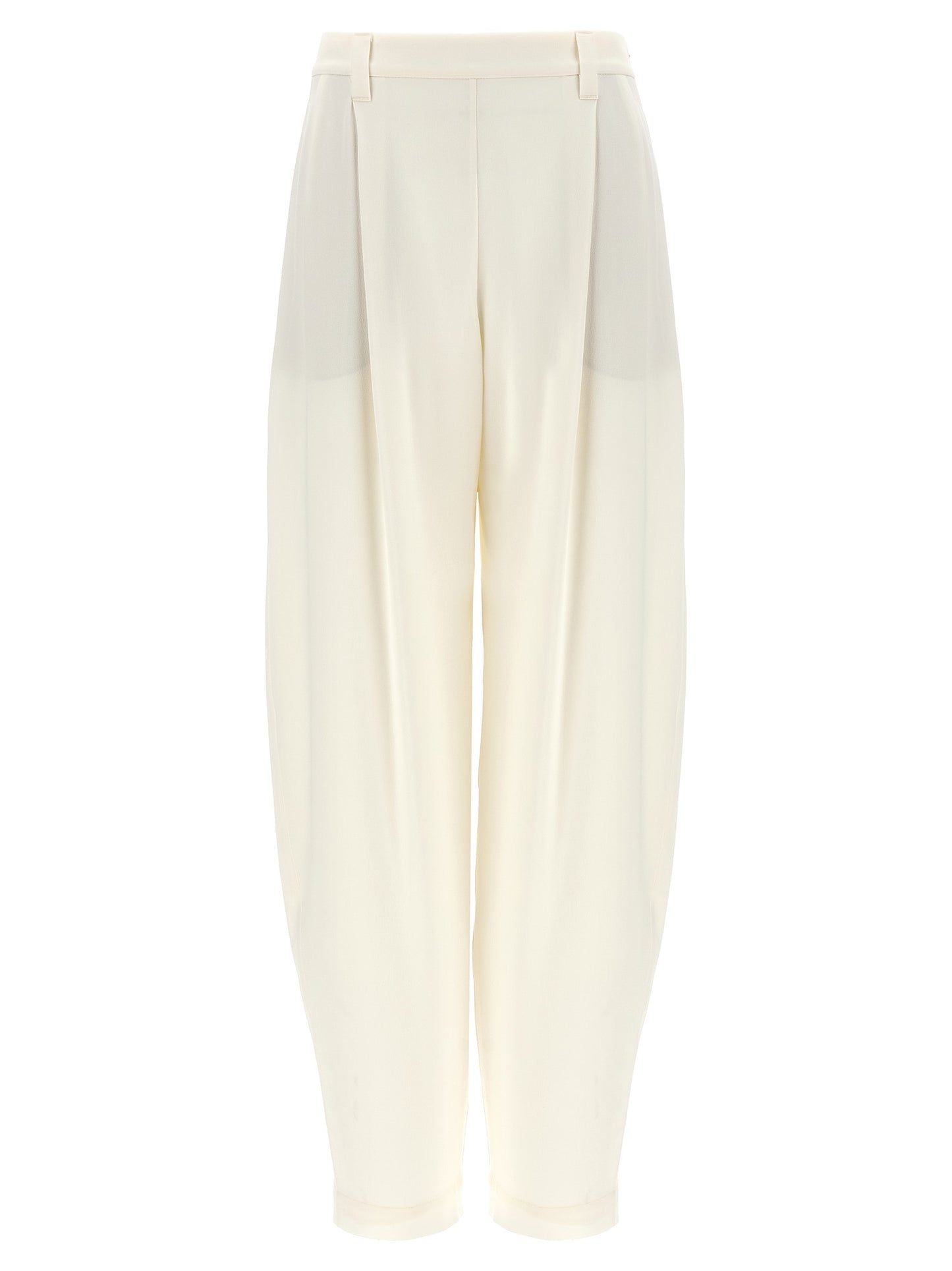 White Silk Casual Pants