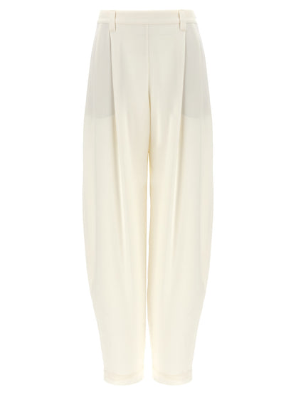 White Silk Casual Pants