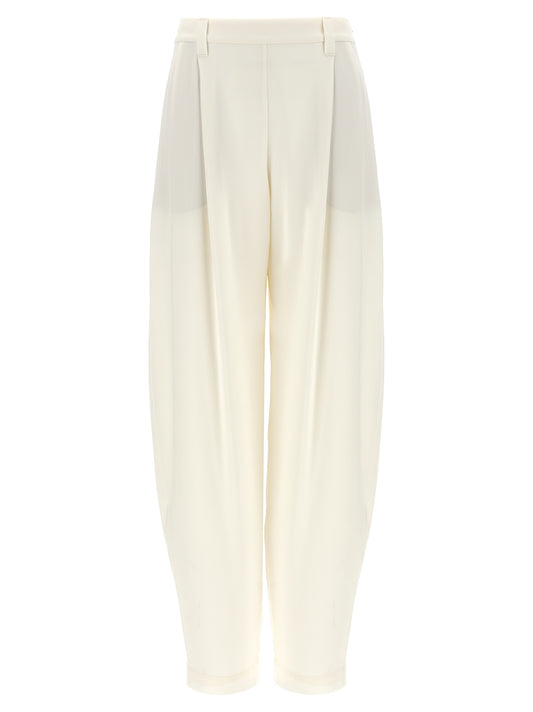 White Silk Casual Pants