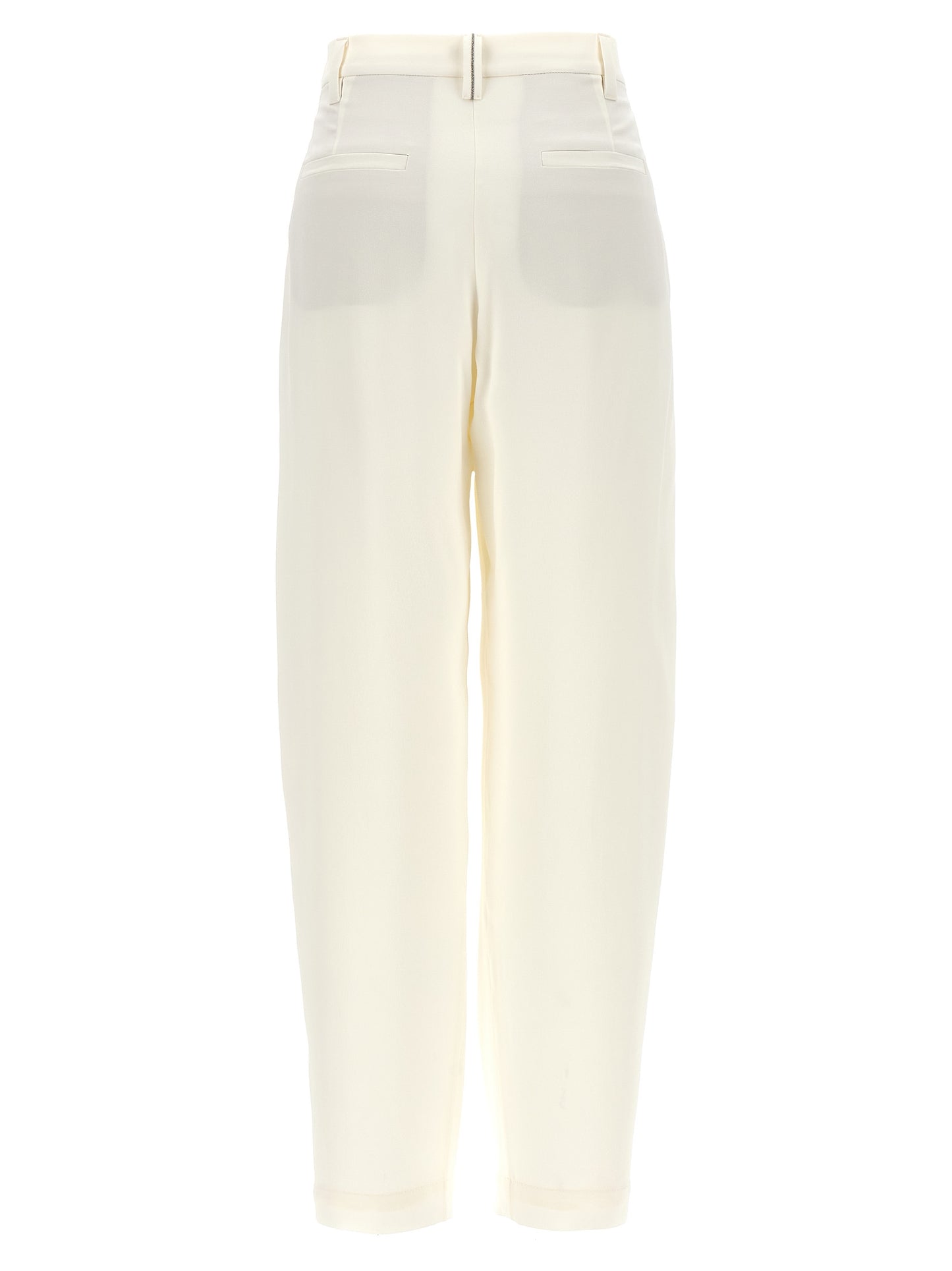 White Silk Casual Pants