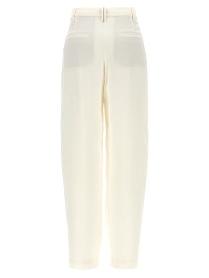 White Silk Casual Pants