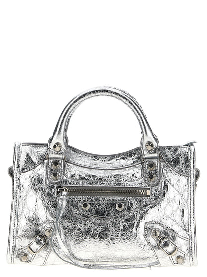 Silver Lamb Leather Handbag