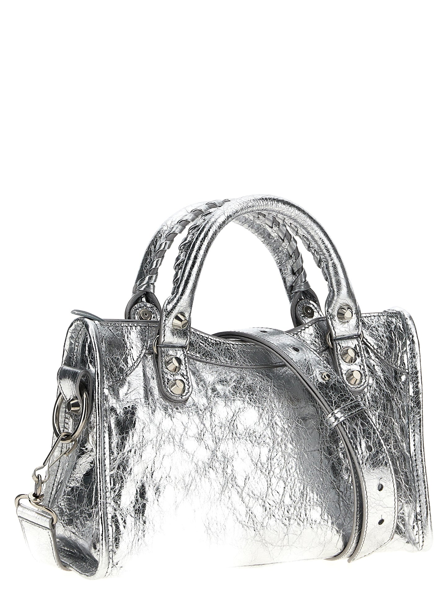 Silver Lamb Leather Handbag