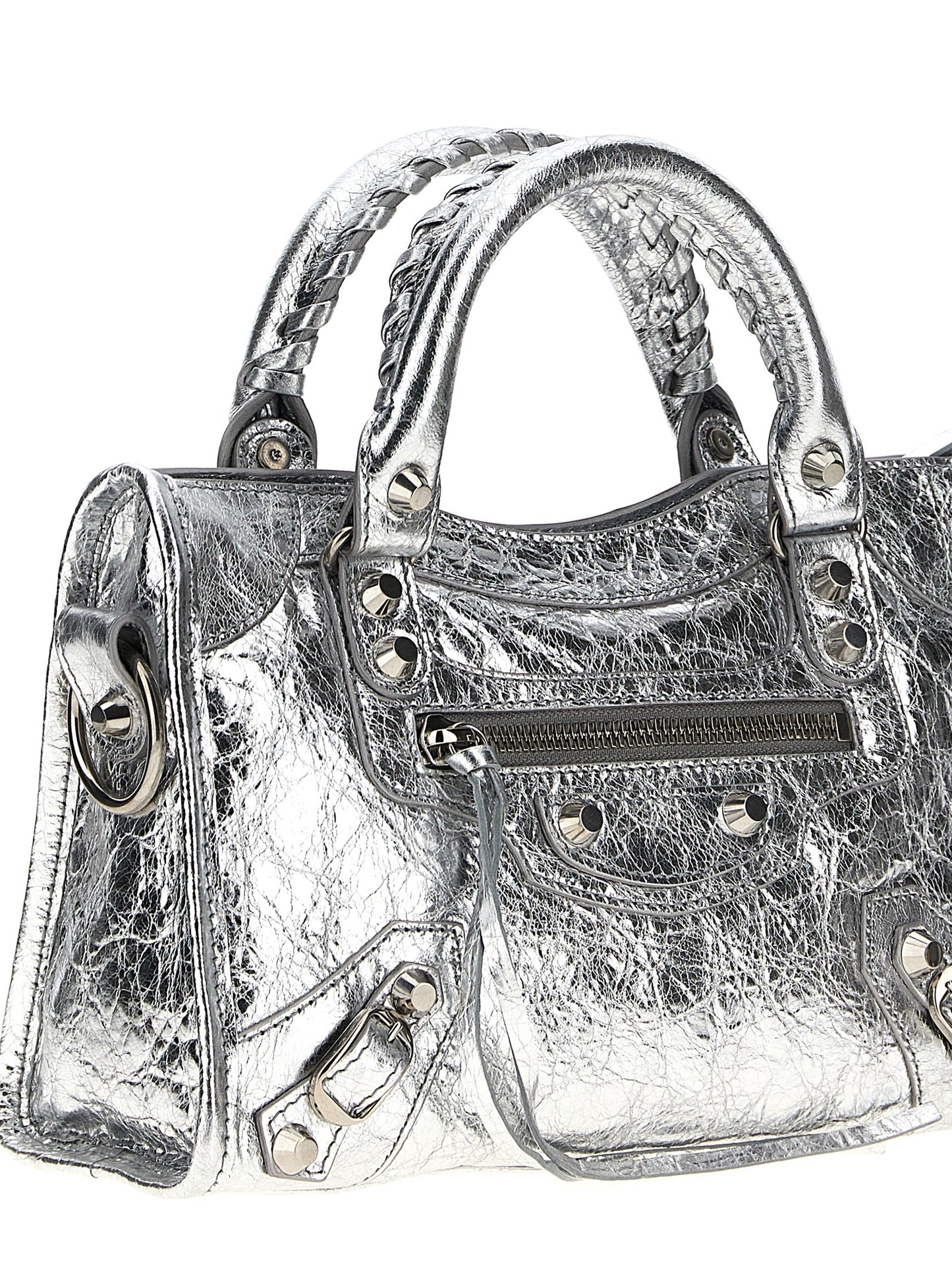 Silver Lamb Leather Handbag