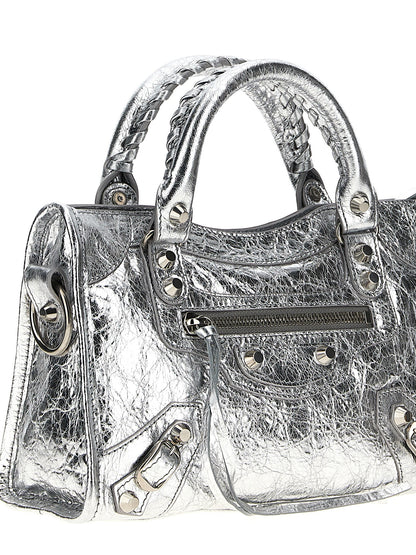 Silver Lamb Leather Handbag