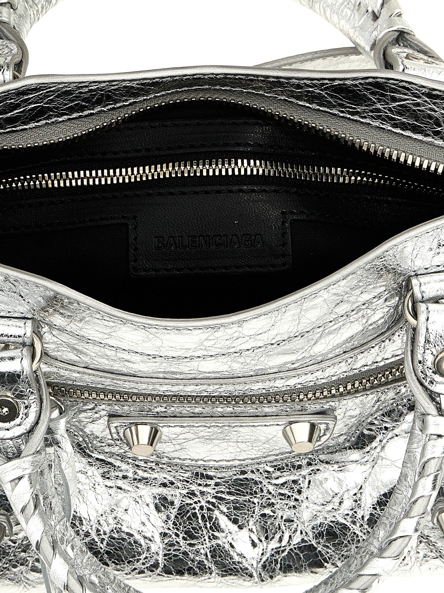 Silver Lamb Leather Handbag