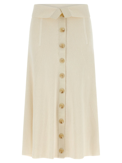 Beige Viscose Midi Skirt