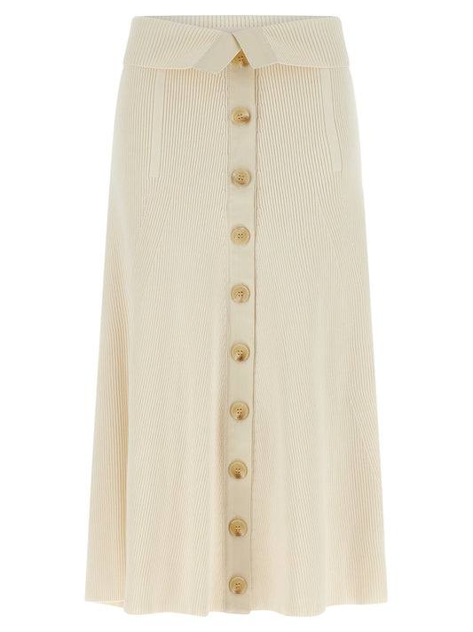 Beige Viscose Midi Skirt