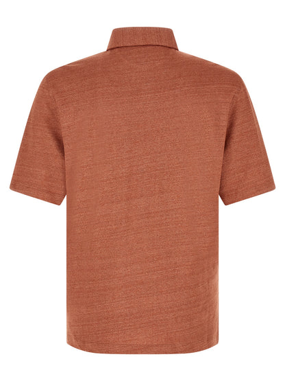 Orange Linen Polo Shirt