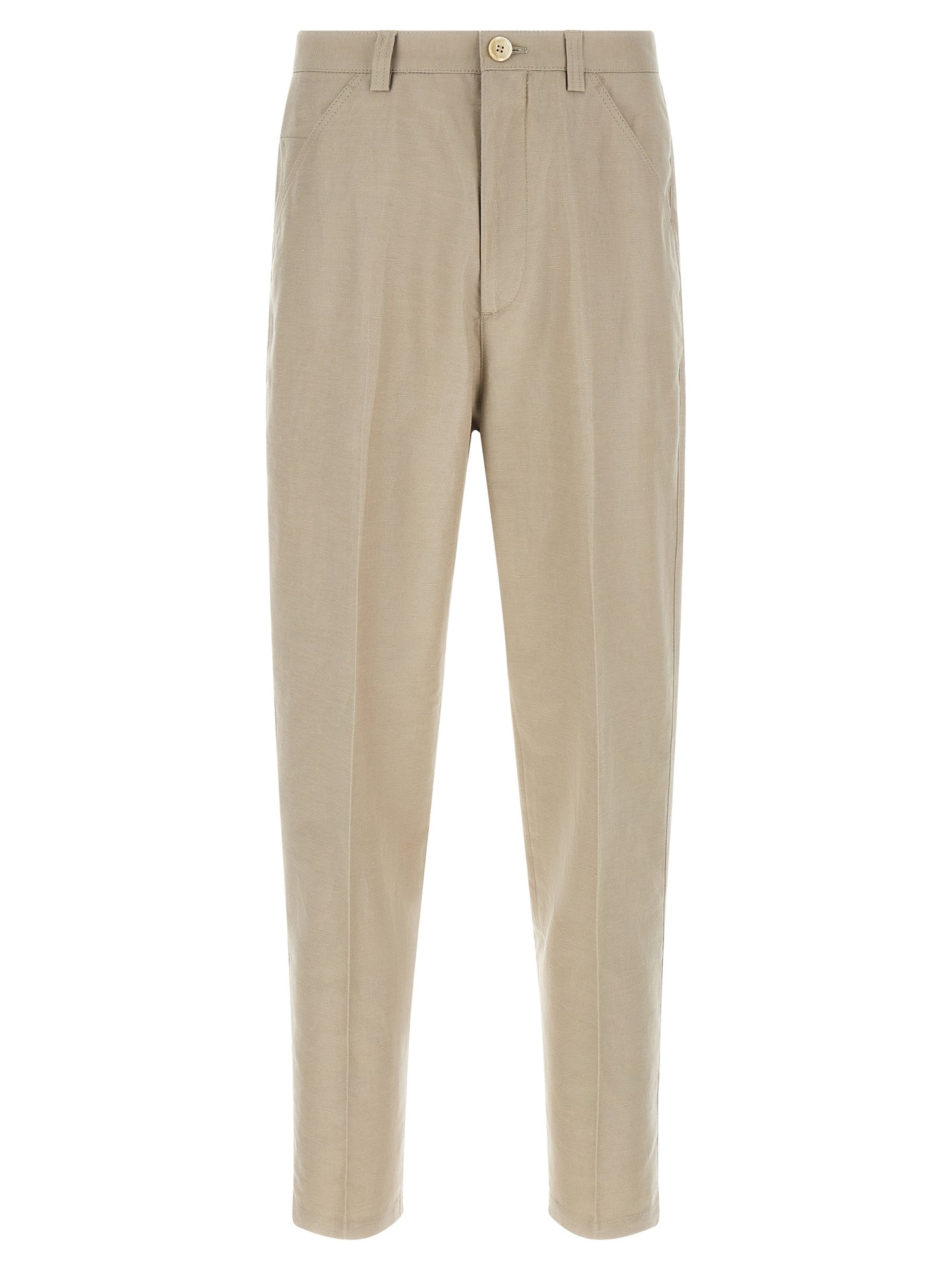 Brown Cotton Casual Pants