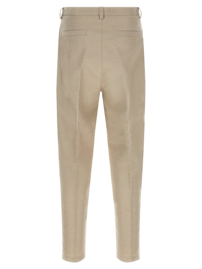 Brown Cotton Casual Pants