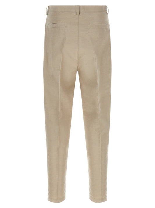 Brown Cotton Casual Pants